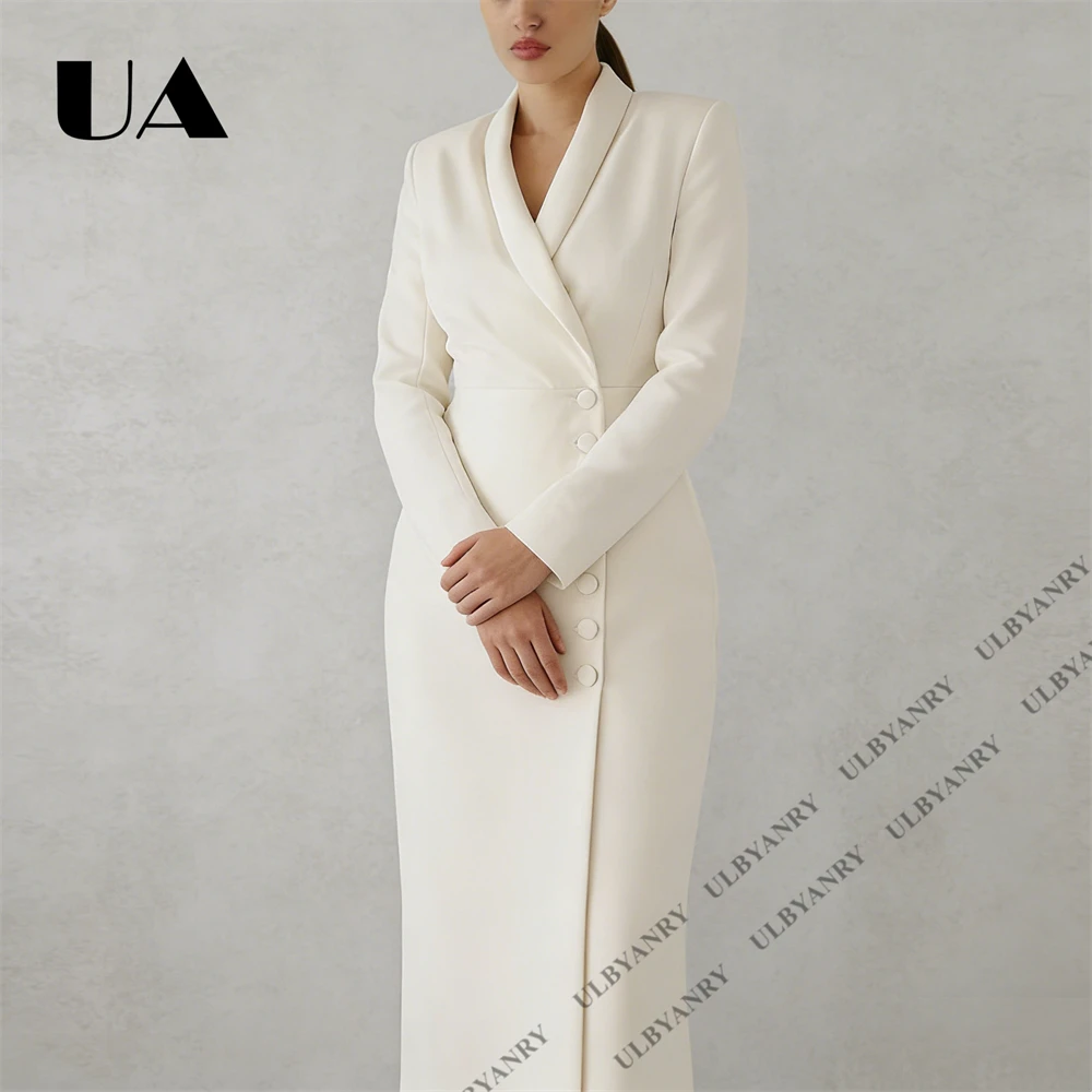 ULBYANRY Ivory Long Suit Coat for Women, Side Single Row Suit Party Prom Events Outfit, Classic Women's Fashion Suit