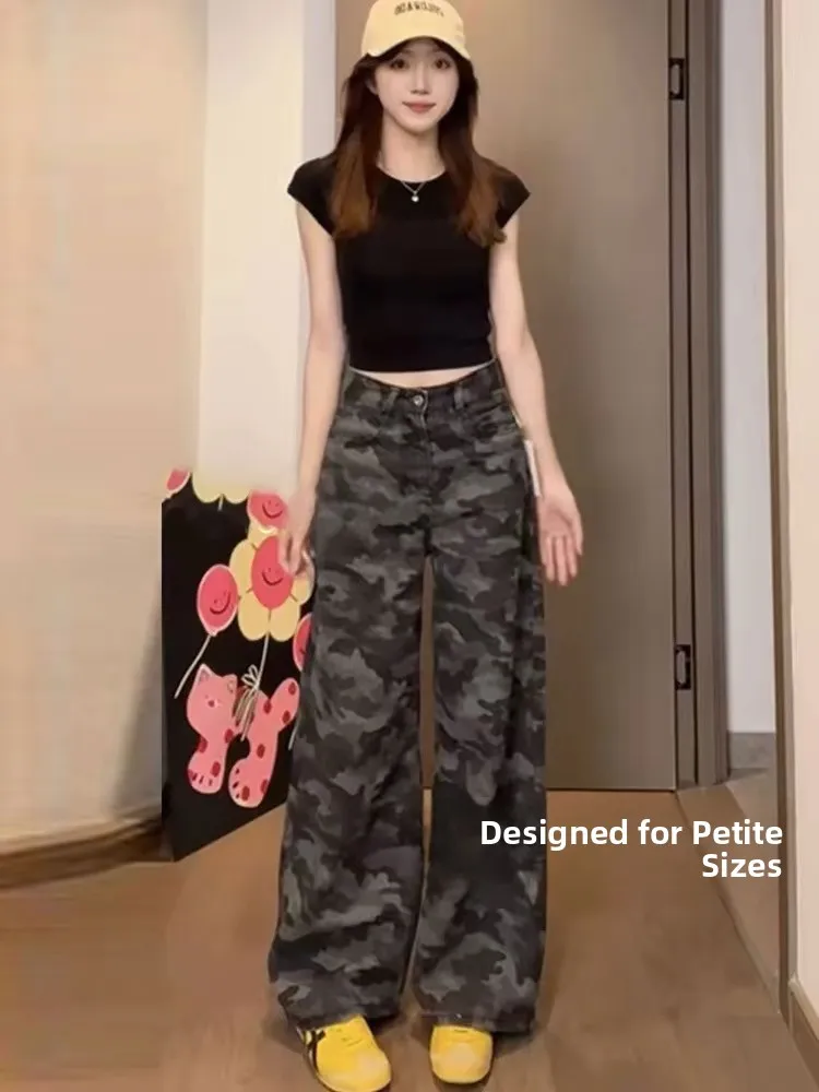 Camouflage Wide Leg Casual Pants Women's Autumn 2026 New Style Draping Floor-Length Pants for Junior High School Students
