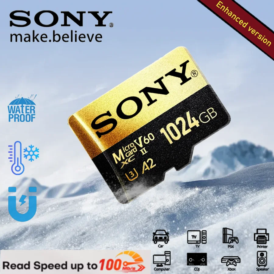 Карта памяти SONY-SD, 1 ТБ, 512 ГБ, 256 ГБ, 128 ГБ, 64 ГБ Micro SD, TF-карта, высокоскоростная, флэш-память класса 10, U3 A2, для телефона,