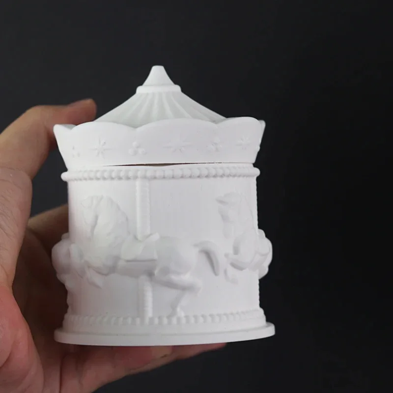 Funny Carousel Storage Box Silicone Mold DIY Cute Style Plaster Concrete Resin Candle Jar Mould Creative Home Craft Decor Gifts