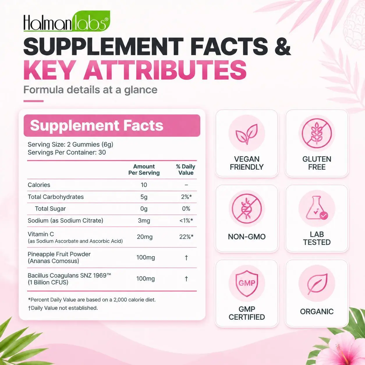 PH Balance Vaginal Flora Microbiome Wellness ,Vaginal Health Gummies Probiotic with Bacillus Coagulans, Vitamin C & Pineapple