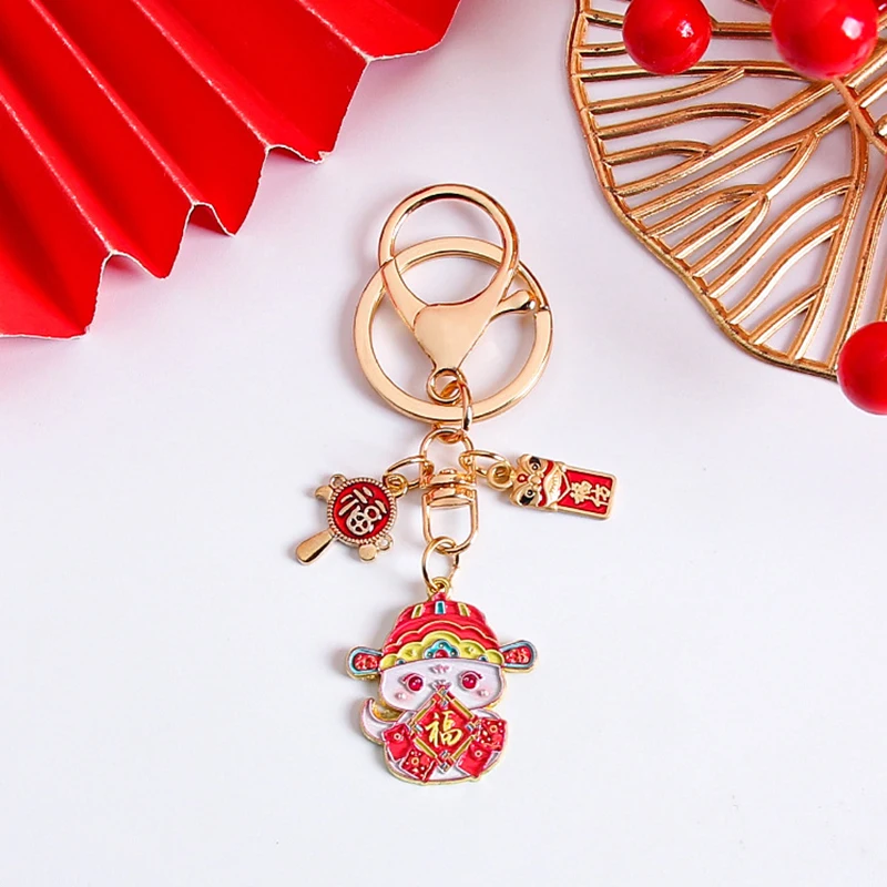 1Pcs Creative Cute Spring Festival Snake Keychain Cartoon Chinese New Year Zodiac Snake Keychain Chinese Style Snake Key Ring
