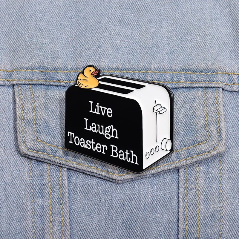 Live Laugh Toaster Bath Enamel Pins Radio Birds Sing Brooches Funny Cartoon Cute Clothes Lapel Badge Jewelry Gift for Friends