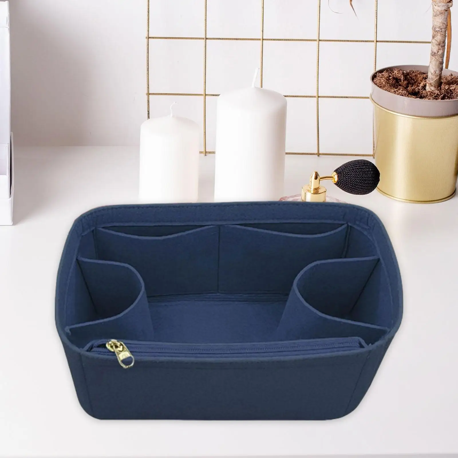Felt Bag Organizer Insert for Purse Tote Handbag Divider with Multiple Pockets for Women Daily Essentials Storage