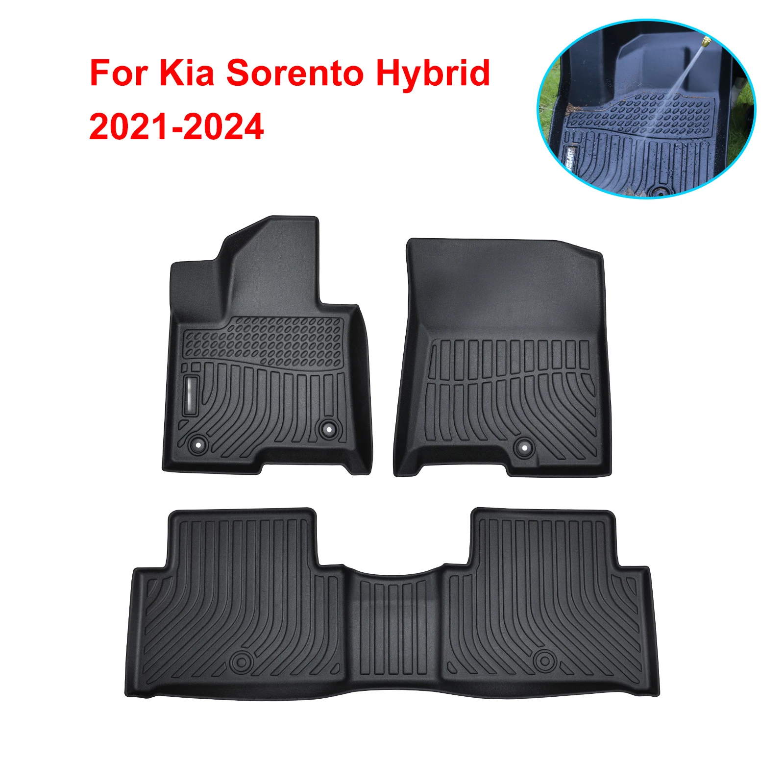 For Kia Sorento Hybrid 2021-2024 Car Floor Mats Auto Protective Pad Carpete Black 5 Seat Car Foot Mat For Kia (PHEV & HEV)