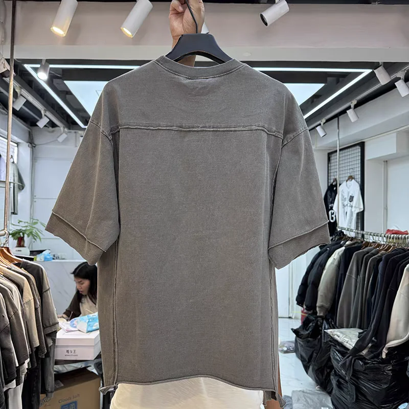 Irregular Splicing Retro Doing Old T Shirt Men Women Oversized T-shirt Top Tees