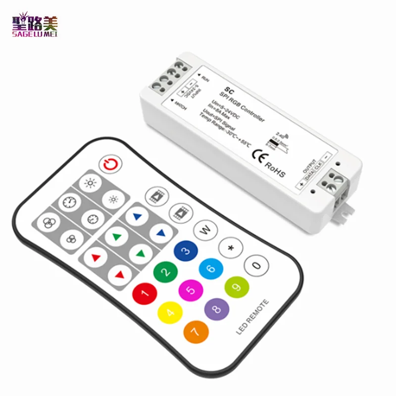 5V-24VDC 12V 2.4G RF SPI RGB/RGBW LED Controller Set SC+R9 For WS2811 WS2812 WS2815  UCS1903 GS8208 RGB Pixels LED Strip Lights