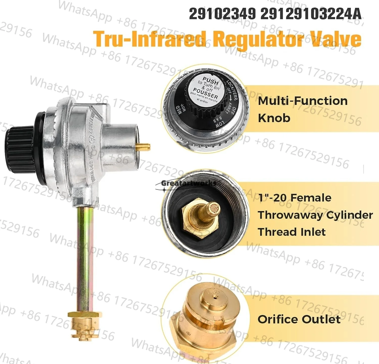 29102349 29103224A Regulator Control Valve for Charbroil Grill2Go Tru-Infrared 2012 Portable Propane Tabletop 29106013 08401504