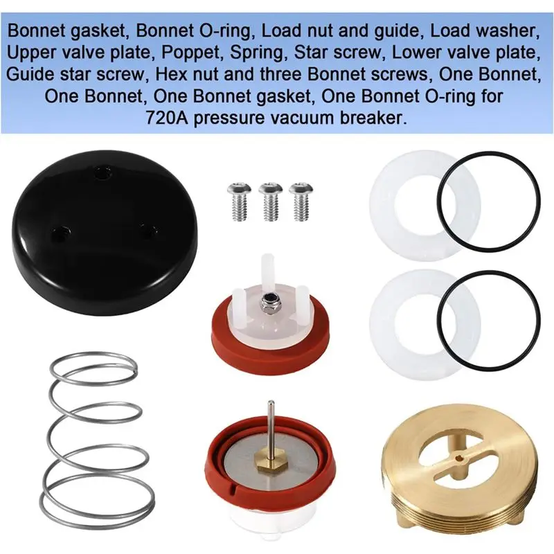 A23E-12Pcs Pressure Vacuum Breaker And Bonnet Repair Kit, Valve 720A Repair Kit For 1/2In 3/4In 1In Pressure Vacuum Breaker