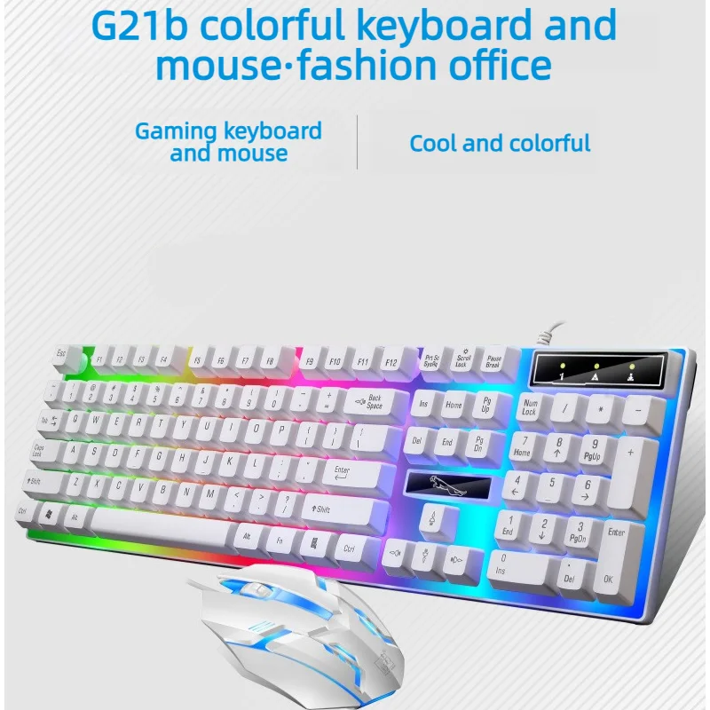 

Новая проводная клавиатура и мышь с радужной подсветкой, эргономичные, водонепроницаемые, комфортные, с механическим ощущением, для офиса