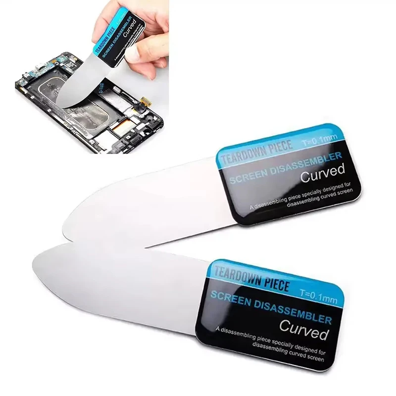 Image of 1-5 Stück Spudger-Öffnungskarten-Werkzeuge für gebogene LCD-Bildschirme von Mobiltelefonen, Werkzeuge für die Reparatur von Mobiltelefonen und Tablets, weiche, dünne Metallklinge, LCD-Werkzeug