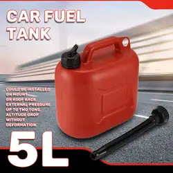 1Pcs/lot Red 5L Car Fuel Tank Can Spare Plastic Petrol Gas Container Anti-Static Fuel Carrier With Pipe For Car Travel Outdoor