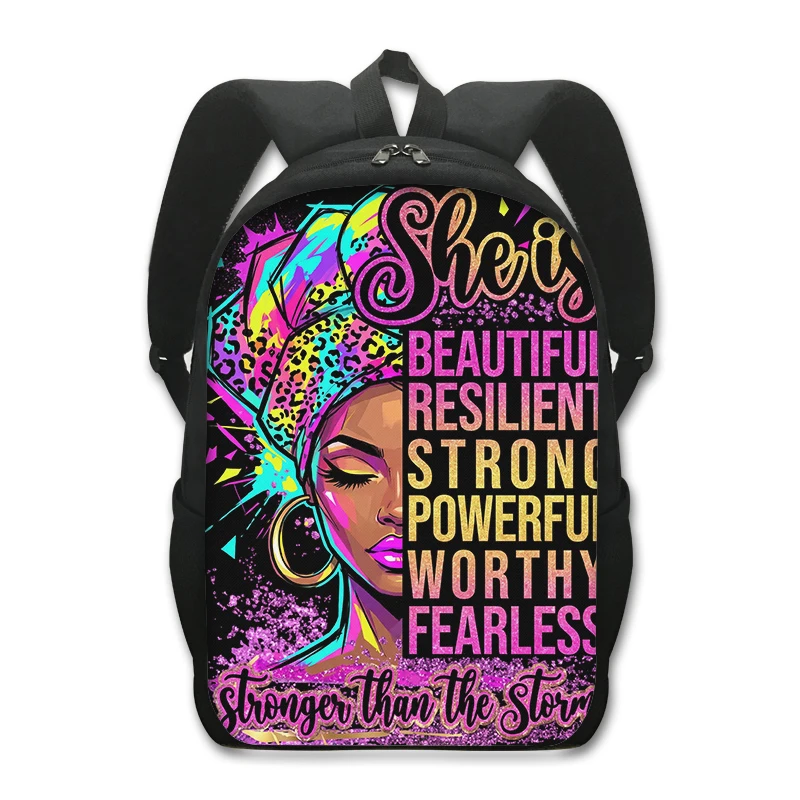 African Queen Women Backpack Black Girl Inspirational Positive Quotes BookBag Casual Lightweight Travel Laptop Daypack Gift