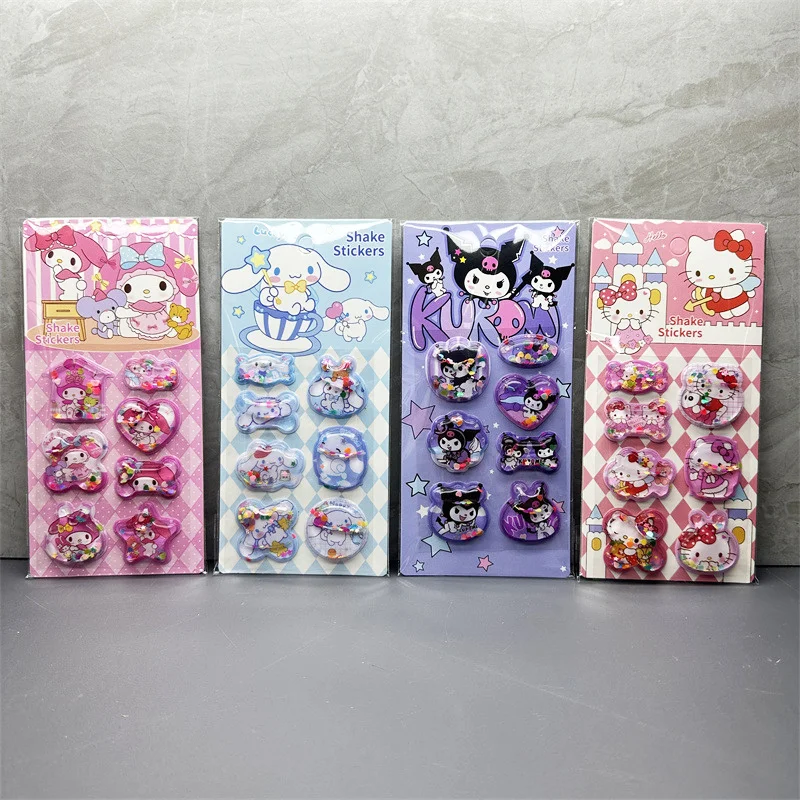 

24pcs/lot Sanrio Melody Kuromi Cinnamoroll Sticker Cute Shake Water Stickers 3d Decorative Cute Stationery Gift School Supply