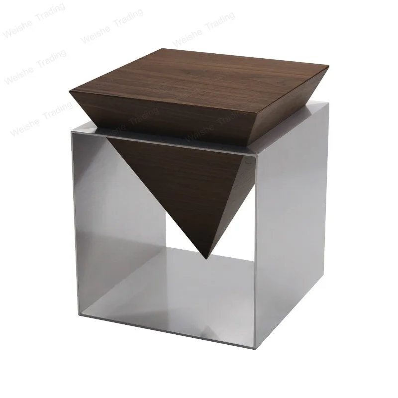 Medieval designer sofa edge few high-end light luxury master stainless steel solid wood living room minimalist artistic edge few