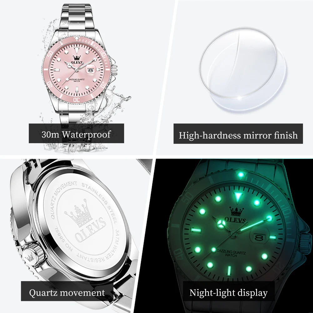 OLEVS Luxury Quartz Women's Watches Steel Strap Waterproof Luminous Top Brand Original Watches For Woman Elegant Ladies Watches - view 5