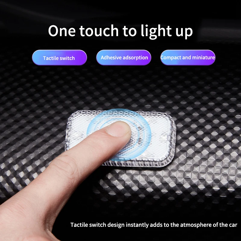 LED Touch Light Mini Wireless Car Interior Lighting Auto Roof Ceiling Reading Lamp for Door Foot Trunk Storage Box USB Car Light