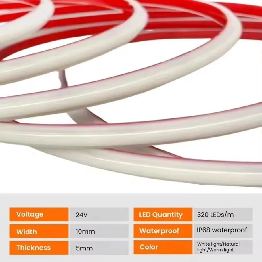 COB LED Strip Light CRI90 Elastyczna taśma LED 320LEDs/M DC24V IP68 Wodoodporna silikonowa rurka COB High Density Liner LED Strip Lamp