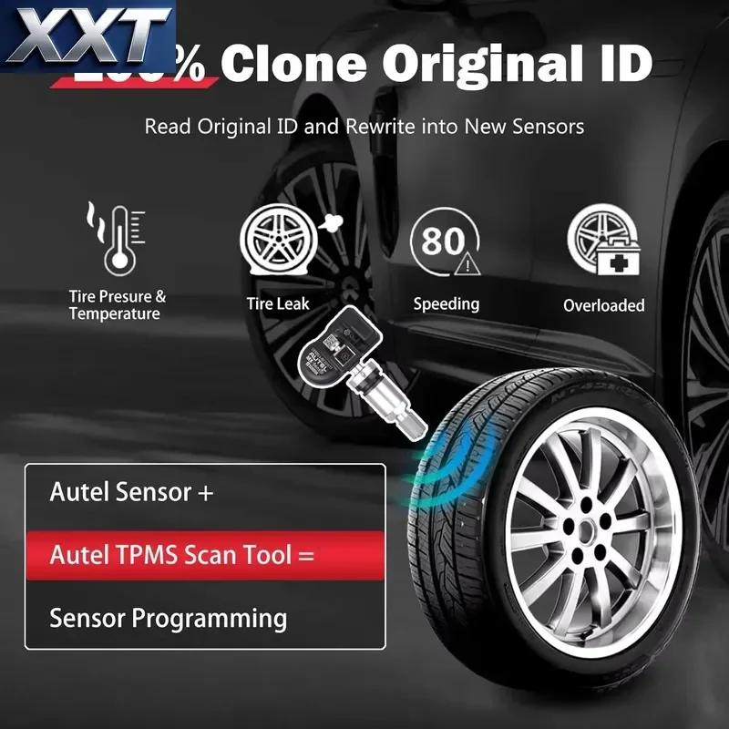 XXT For MaxiTPMS MX Sensor Universal Tire Sensor Dual Frequency 315MHz/433MHz Programmable TPMS Rubber Stem Auto