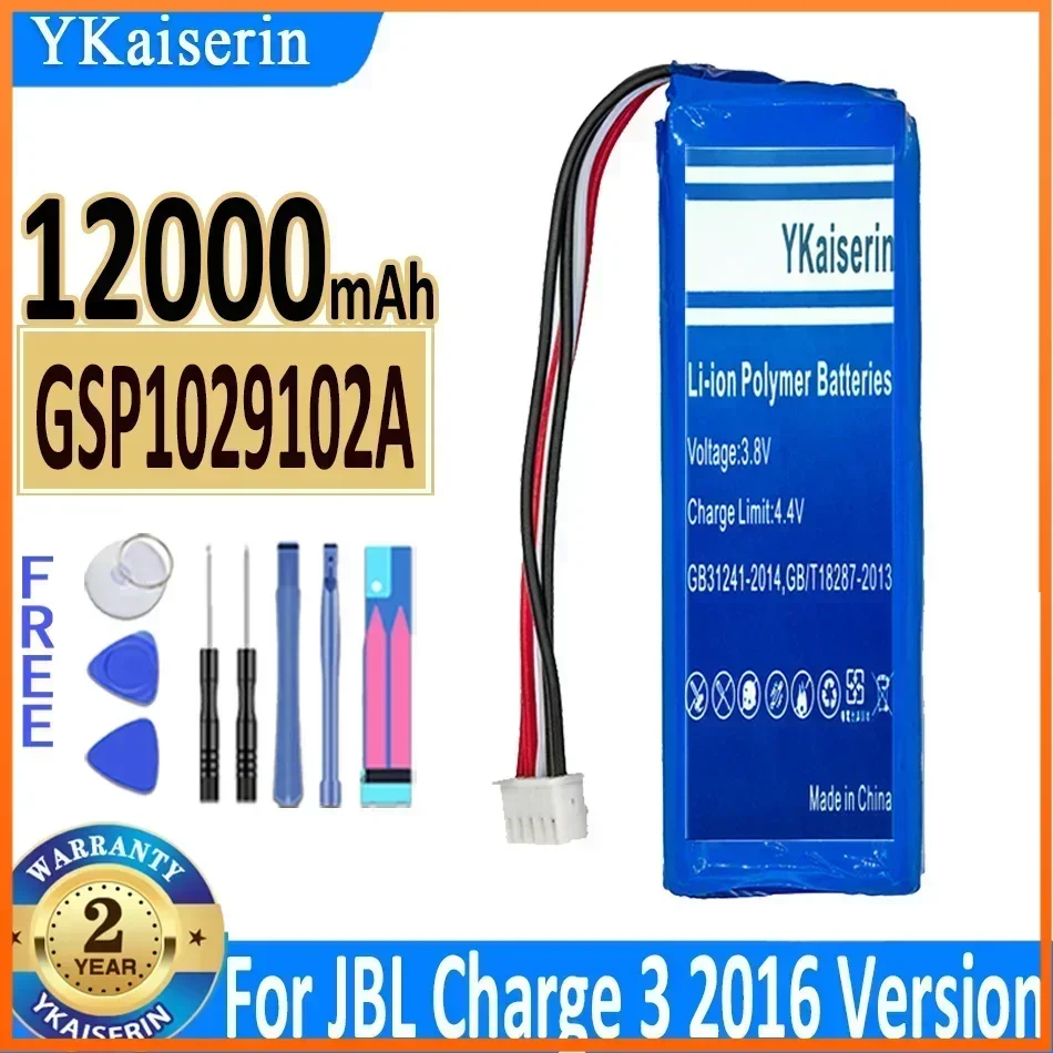 

Аккумулятор YKaiserin 12000 мАч GSP 1029102 A 2015 2016 версия Batterij Batteria для JBL Charge 3 Charge 3 Сменная батарея для динамика