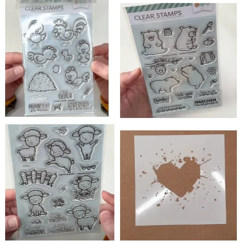 Chicken Love  Sheep Pig Smile Metal Cutting Dies Silicone Stamps Scrapbooking Stencil Photo Album Card DIY Paper Embossing Craft