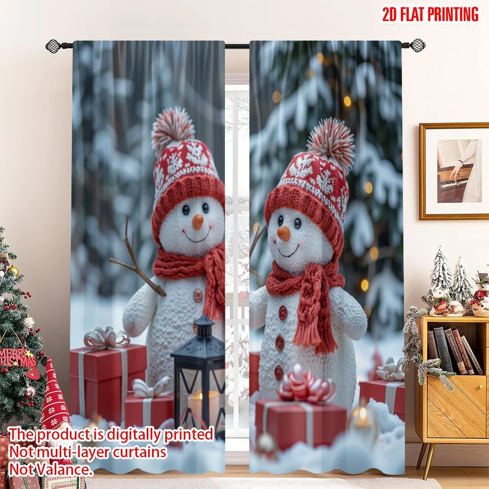 

2pcs 2D flat printing Merry Christmas Popular Drapes Cute Snowman Couple Christmas Gifts Polyester Without Electricity Party