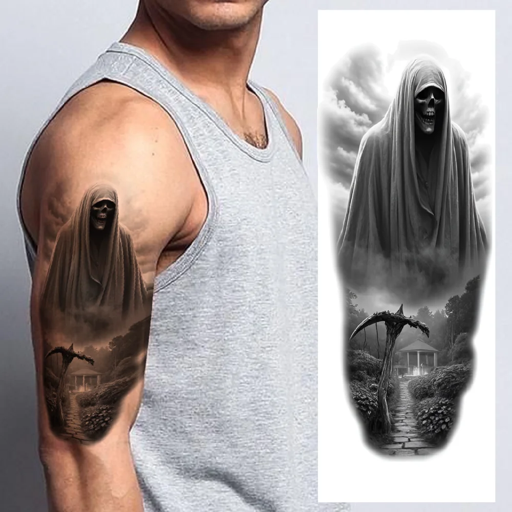 

3 шт. временная татуировка рогатый демон черный и серый реалистичный глаз Gargoyle реалистичные временные татуировки призрачная женщина для бедер