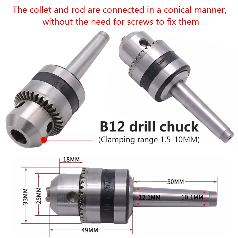 Woodworking Lathe Retractable Tail Top Seat B12 Chuck Drilling Tailstock Live Center Mini Beads Machine Live Top Rotary Movable