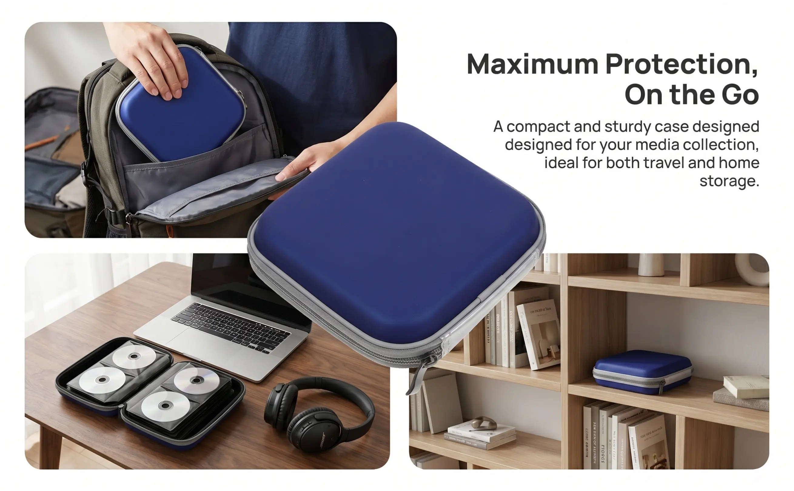 20-Slot Portable Dvd Case Eva PP Hard Shell Cd Dvd Organizer Compact Storage Pouch for Travel Home Disc Holder