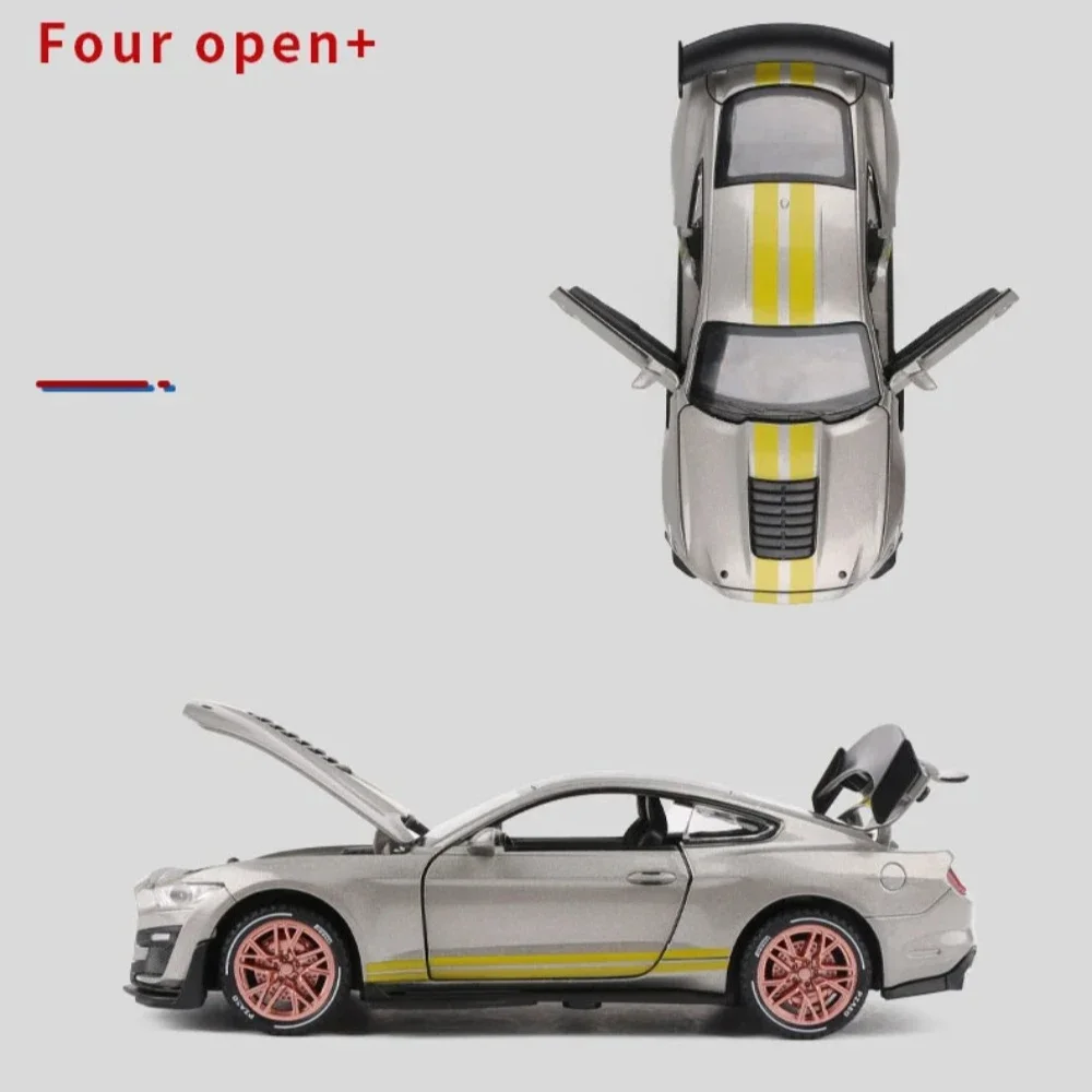 1:32 Giocattolo Modello Mustang Shelby GT500 Auto Pressofuso Suono Luce Porte Aperta Tirare Indietro Veicolo In Miniatura Giocattoli per I Regali Dei Bambini