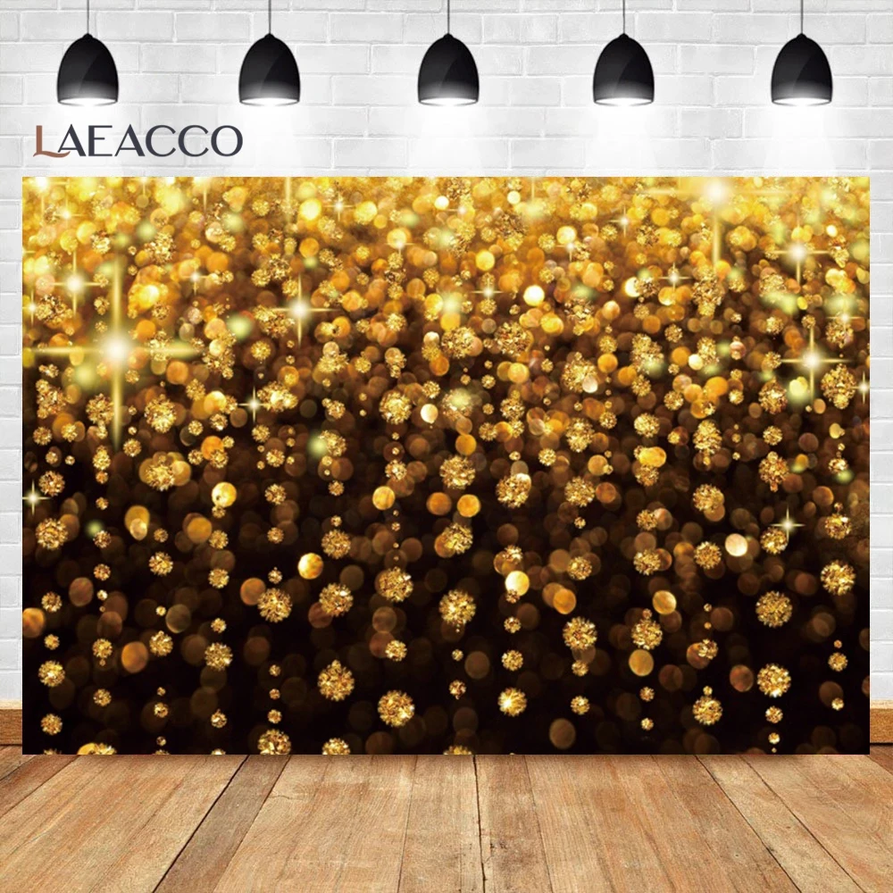 Gold Glitters Black Photography Background Family Party Children Portrait Photocall Props Birthday Decor Photo Backdrop Banner