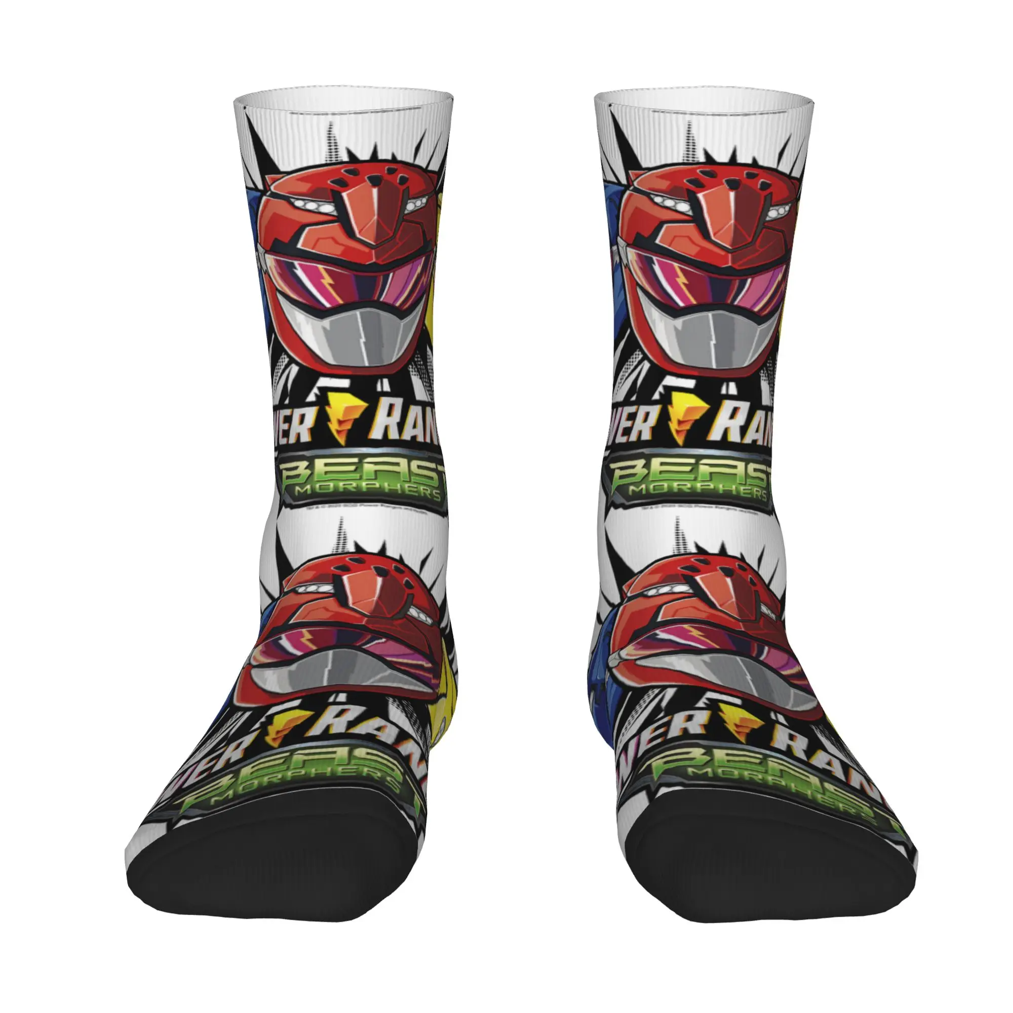 Socks Vintage Power Rangers Group Shot Beast Morphers Helmets Crazy Men's compression Socks Unisex  Funny Crew Sock