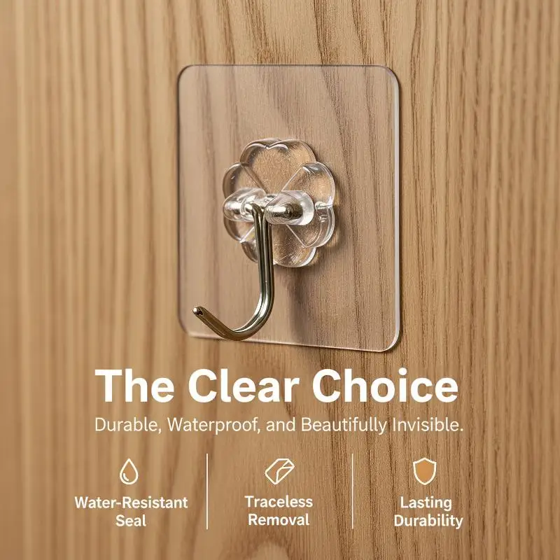 Transparent Self‑Adhesive Multipurpose Wall Hooks Key Towel Holder For Kitchen Bathroom Organizing