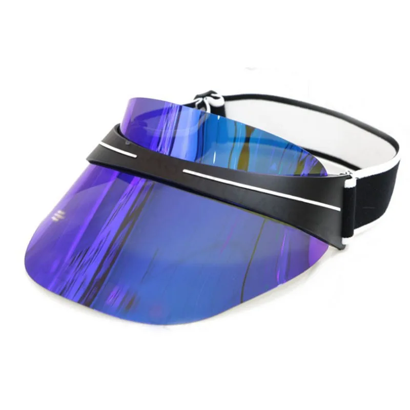 

2022 Electroplating Lens UV Protection Adjustable Buckle Strap PC Fashion Colorful Visor Sun Hat Travel Beach Outdoor Sports Hat