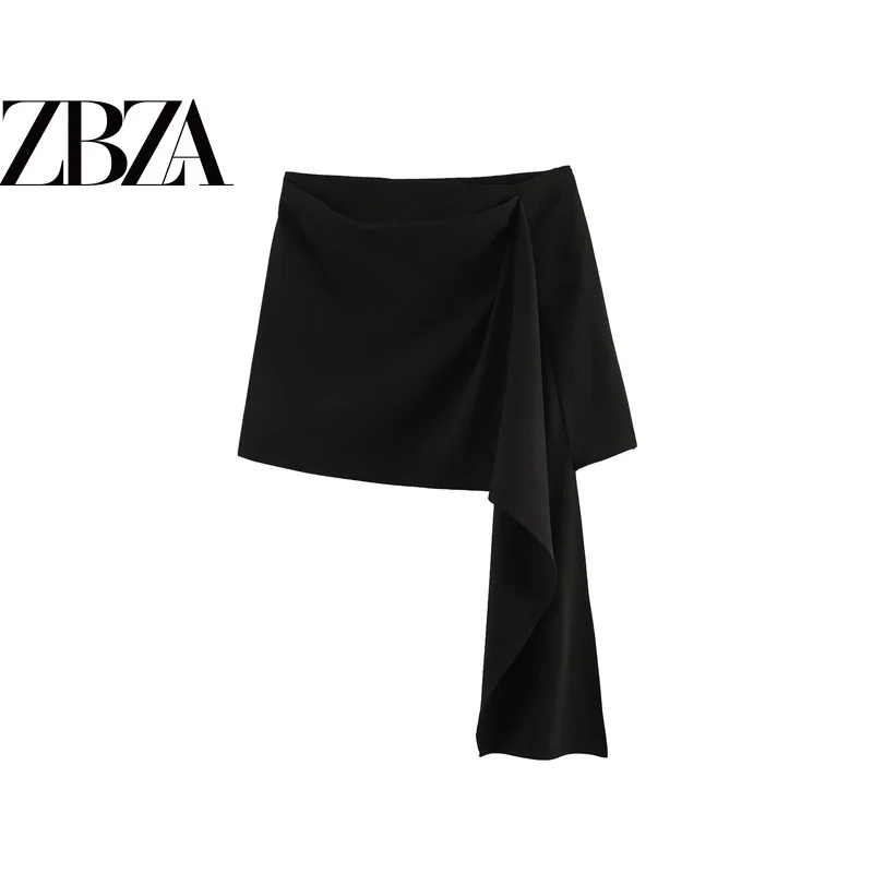 Asymmetric Slim Fit Pure Color Short Skirt for Women Spring 2026 Standard Waist A-Line Polyester Fiber Iron-Free Processing