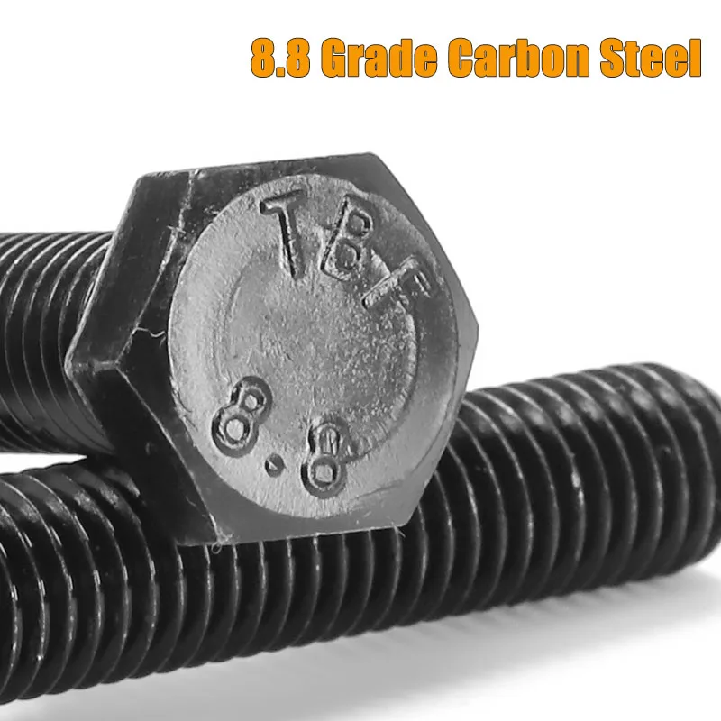 Hexagon Head Bolts 8.8 Grade Black Carbon Steel M4 M5 M6 M8 M10 M12 M14 M16 Hex Cap Screw for Metal Bracket Frame Mounting