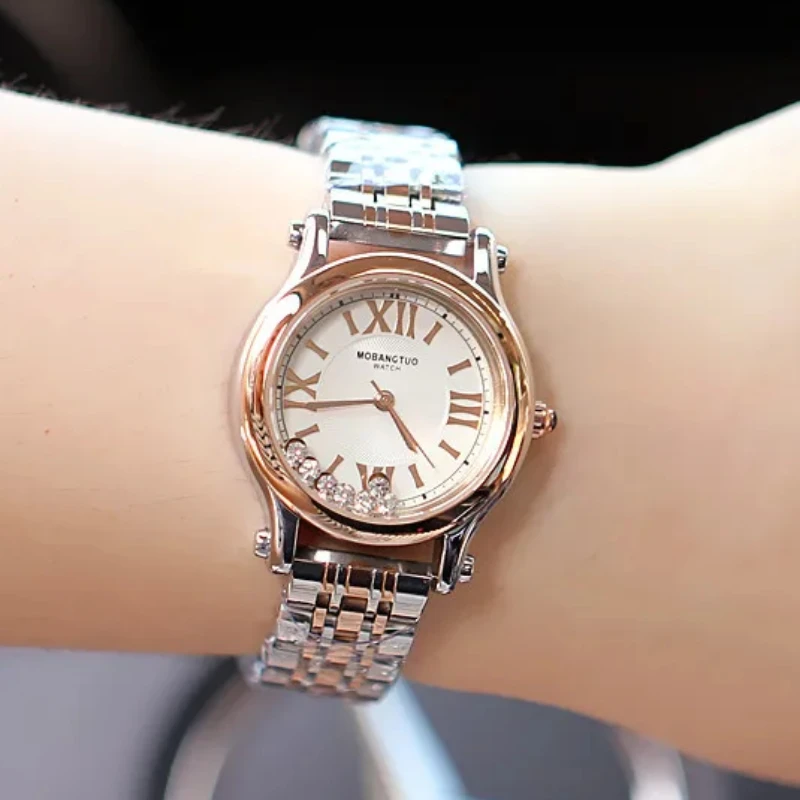 Watch for Women Fashion Luxury Roman Pattern Diamond Waterproof Women Quartz Watch Girls Clock Bracelet Chains Reloj Para Mujer