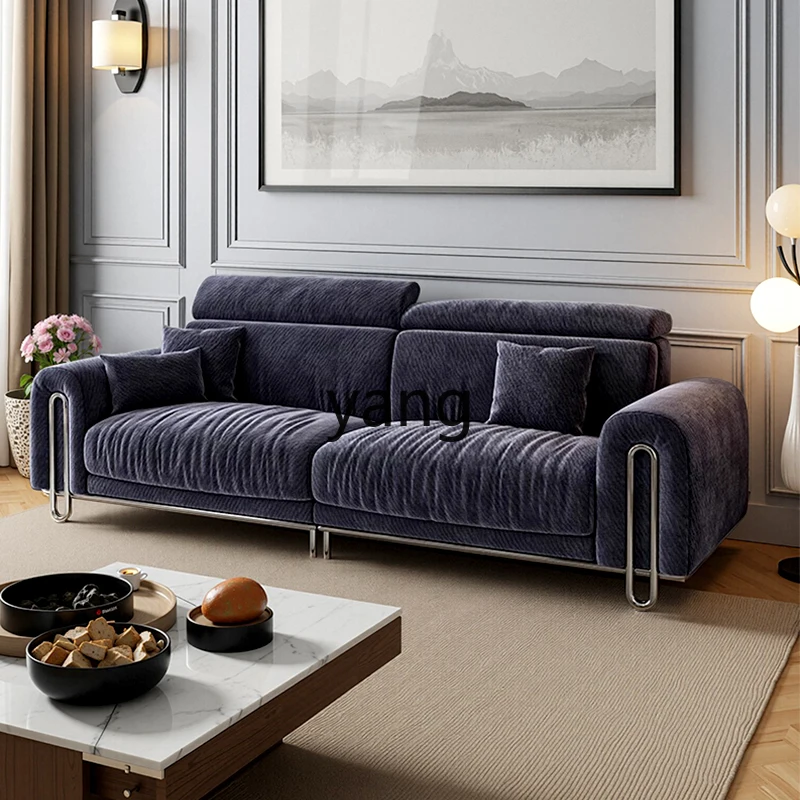 LH linen metal tripod fabric sofa living room straight three-person small apartment