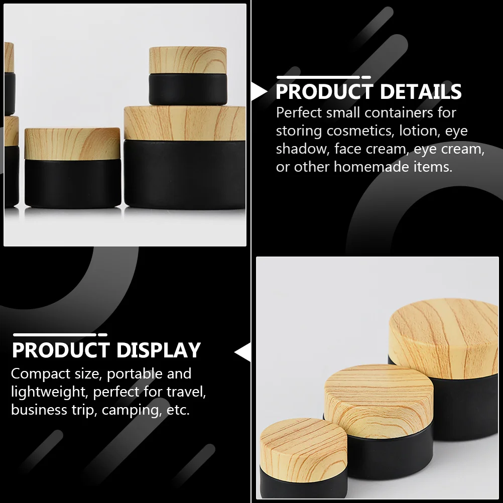 4 frascos de crema con acabado mate, pequeños recipientes de vidrio para viajes, almacenamiento de cosméticos para el cuidado de la piel, recargables, portátiles y ligeros