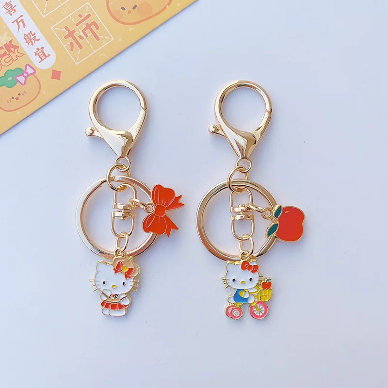 The Cartoon Character Hello Kitty Keychain Cute Key Ring  Schoolbag Doll Metal Alloy Cute Pendant Jewelry Accessories Gift