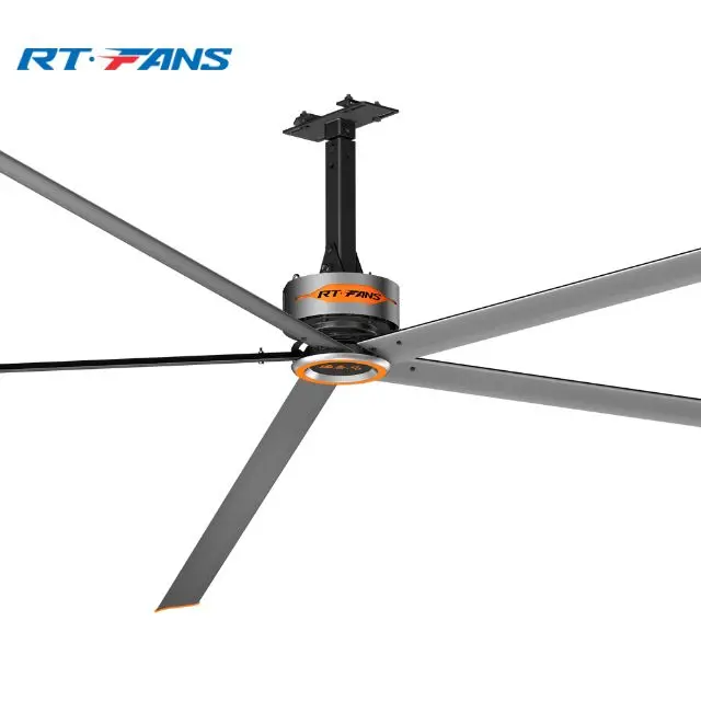 Ventilador de teto de alumínio RTFANS HVLS 18/20/24 pés com motor IP55 para grande depósito e resfriamento de quadra de basquete