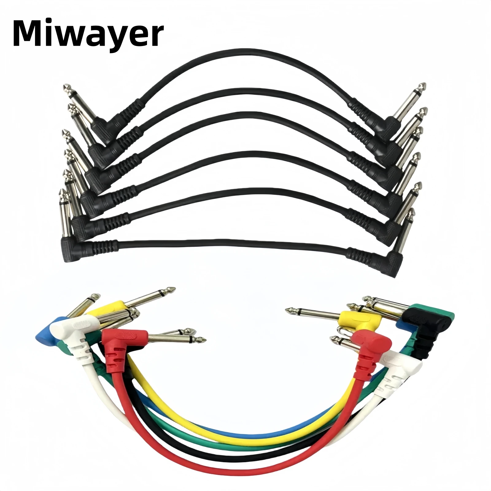 Miwayer - Cable de conexión para pedal de guitarra de 1/4 de pulgada, 1/6 unidades, cable de audio TS blindado de bajo ruido para pedal de efectos de bajo
