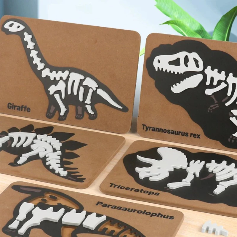 

Детская 3D-пазл со скелетом динозавра; Развивающая деревянная модель окаменелости, доска, археологическая игрушка в подарок