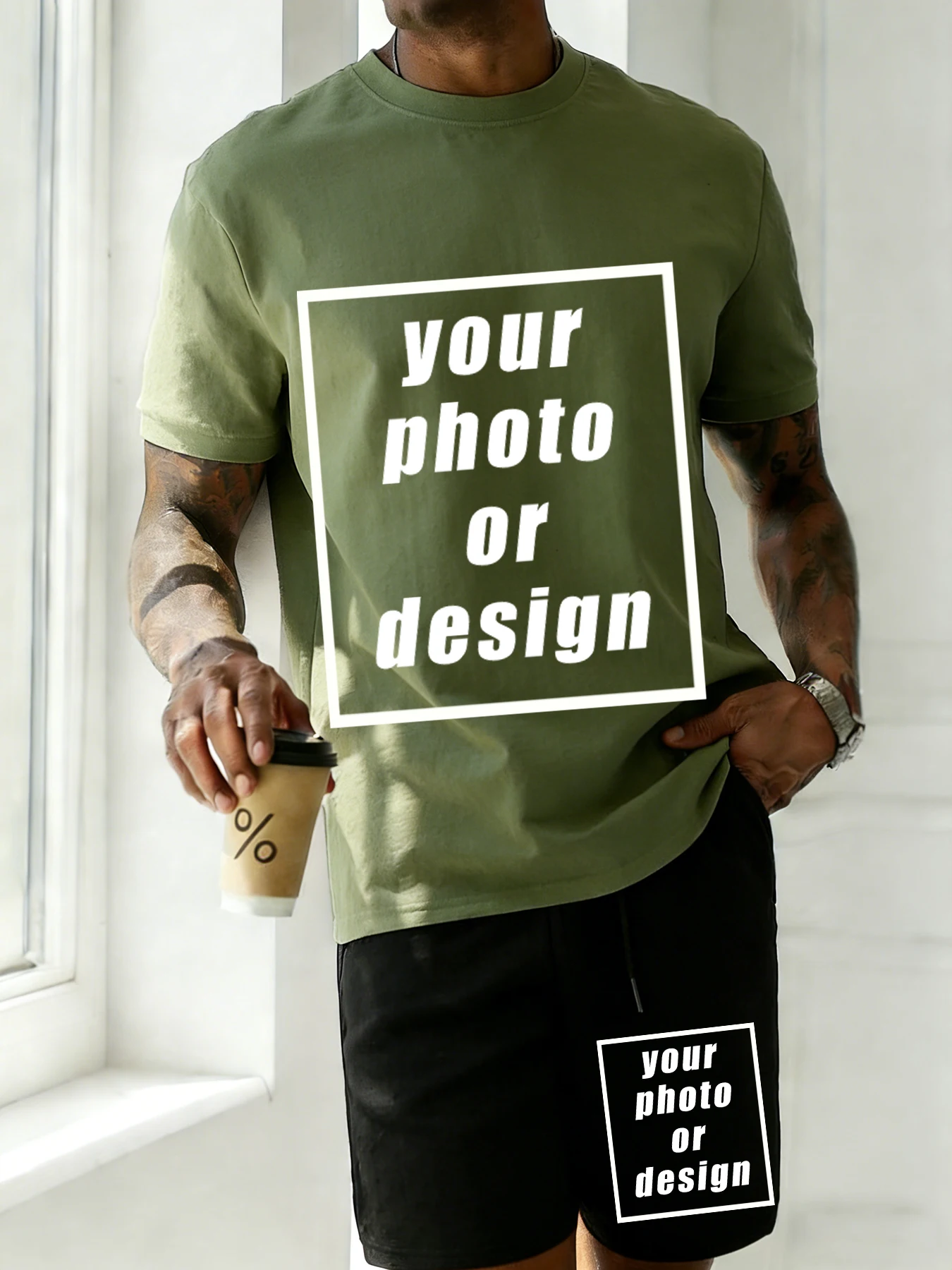

Custom Personalized Men's Summer Street Short Sleeve Set Cotton Comfortable T-shirt Pocket Sport Shorts Loose Fashion Clothing