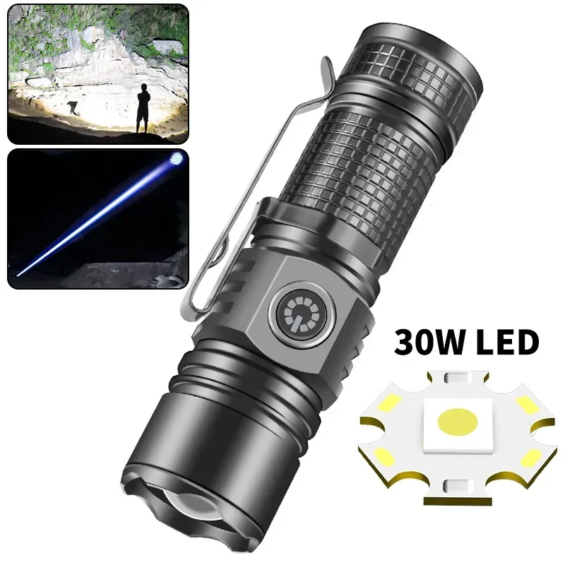 White Laser Flashlight LED Strong Light Multi-functional Ultra-bright Long-range Flashlight USB Charge Potable Mini Flashlight