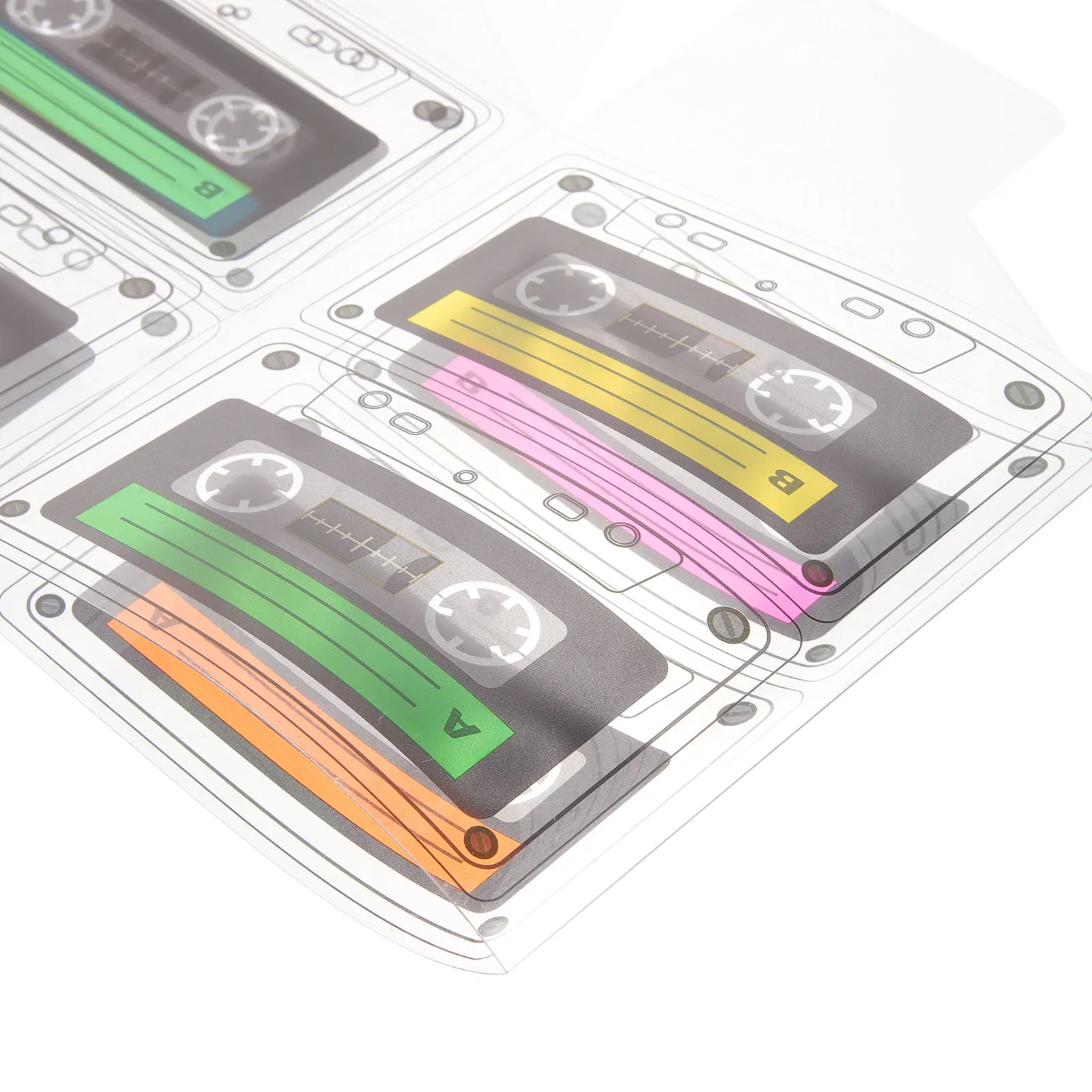 

5pcs Party Favor Boxes Candy Gift Bags Plastic Present Wrapping 80s Decorations Square Cookies Biscuit Box Cassette Tape Table