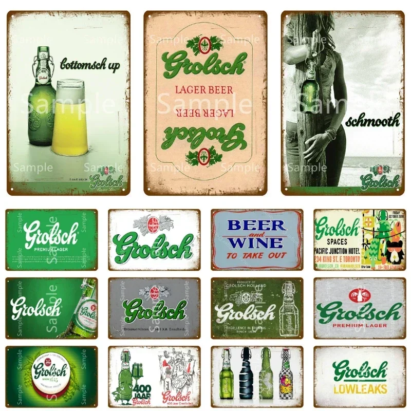 Grolsch Lager Beer Metal Poster Tin Signs Wall Art Painting Decorative Plaque Bar Pub Club Home Decor Art Crafts YK052