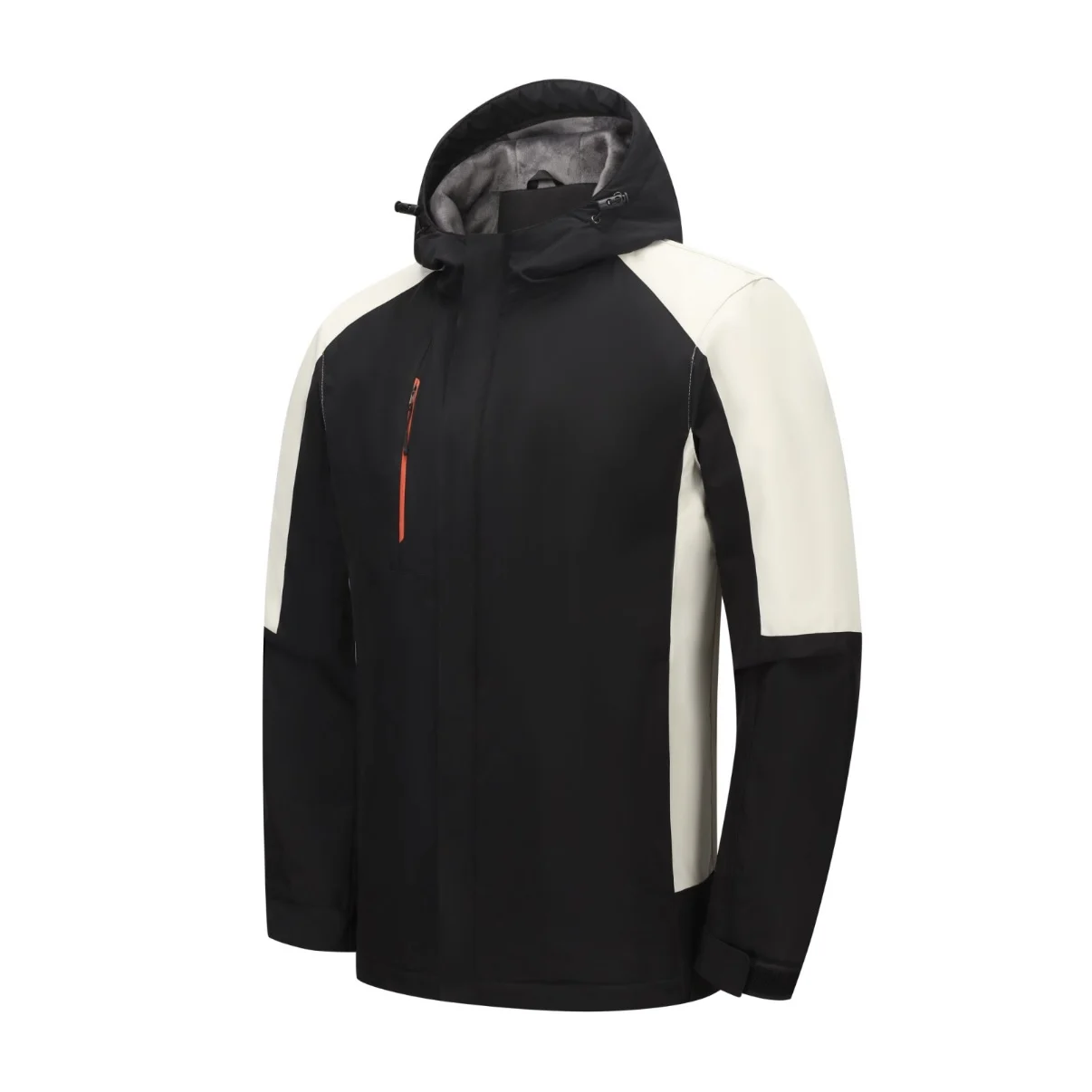 

Outdoor Waterproof Colorblock Jacket Fashion Hiking Skiing Camping Windproof Coat Plush Silver Fleece Lined Vacation Essentials