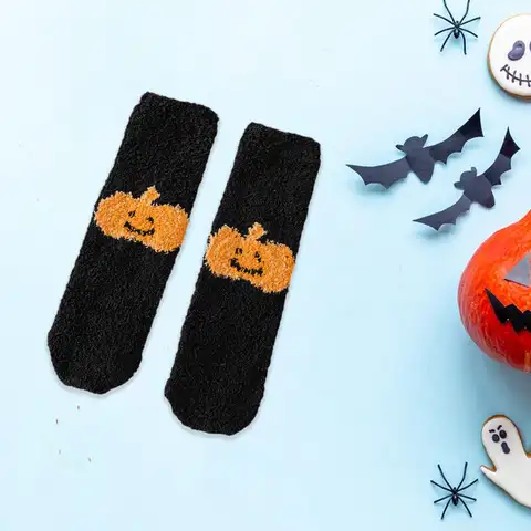 Fuzzy Slipper Socks for Women Thick Fluffy Non Slip Sleep Socks Warm Home Winter Cozy Socks for Halloween Decoration