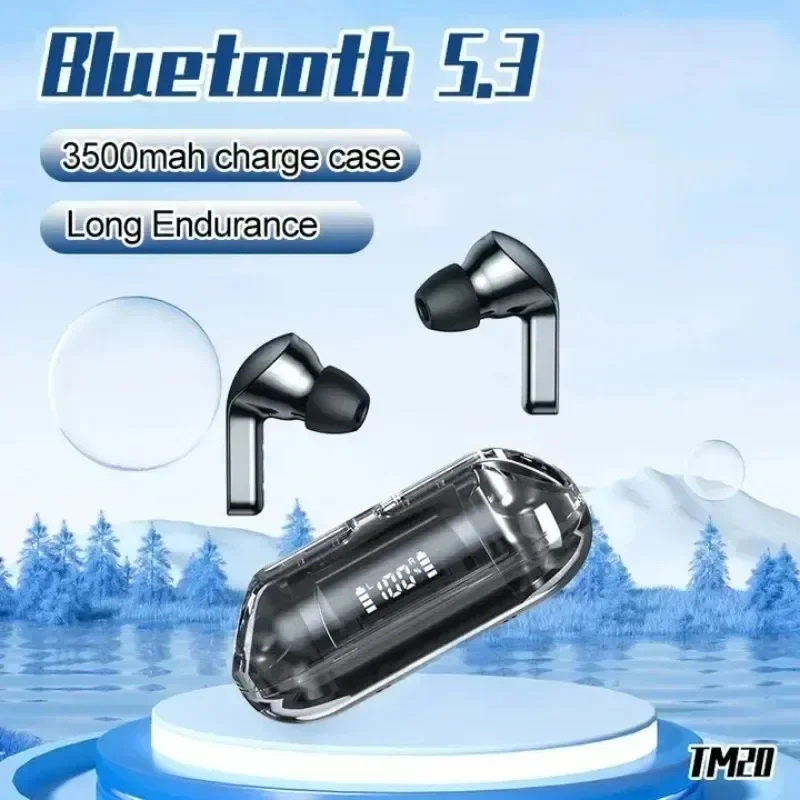 TWS TM20 Wireless Bluetooth Earphones with LED Display Touch Noise Canceling Earbuds Sports Music Game Headset Waterproof